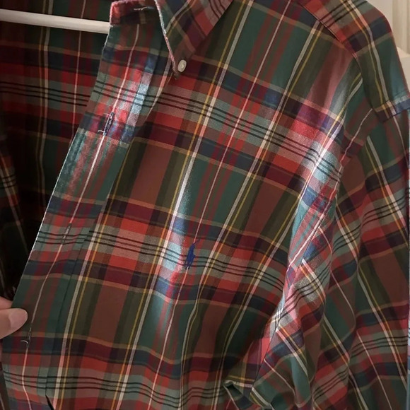 Polo Ralph Lauren Red and Green PLAID Classic Button Down Shirt Mens Large - Picture 3 of 9
